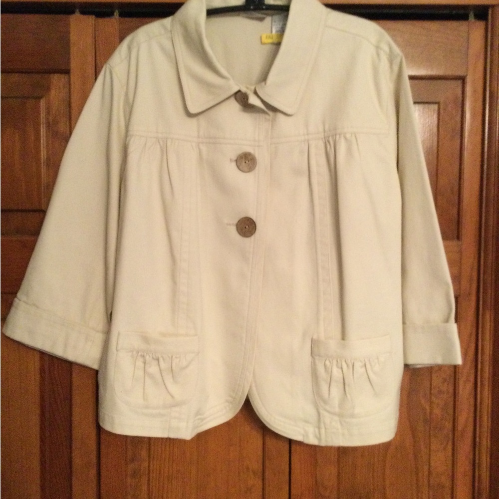 Chicos 3 Button Swing Twill Jacket, XL